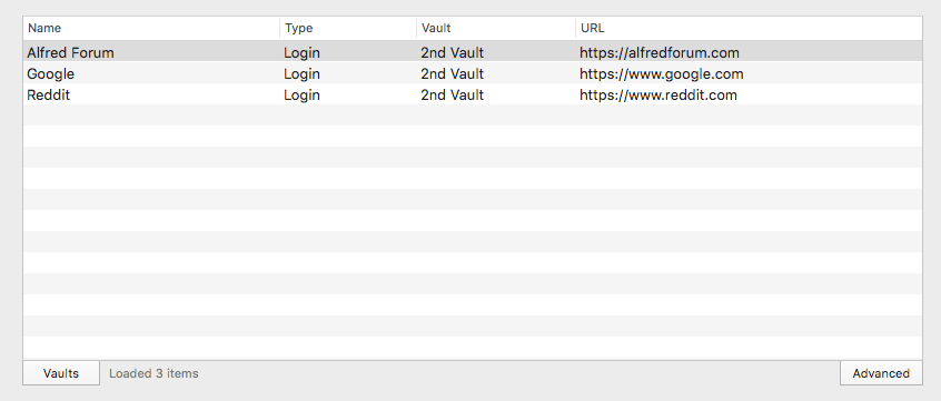 1Password 书签列表
