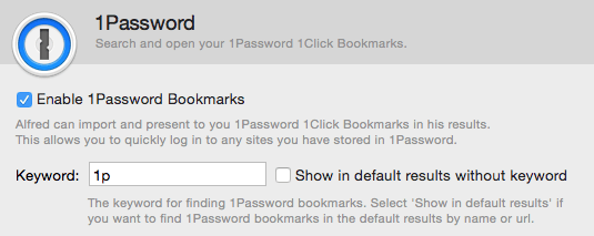 Alfred 的 1Password 偏好设置